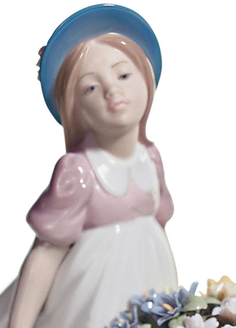 Lladro Figura Niña Con Flores Al Mercado