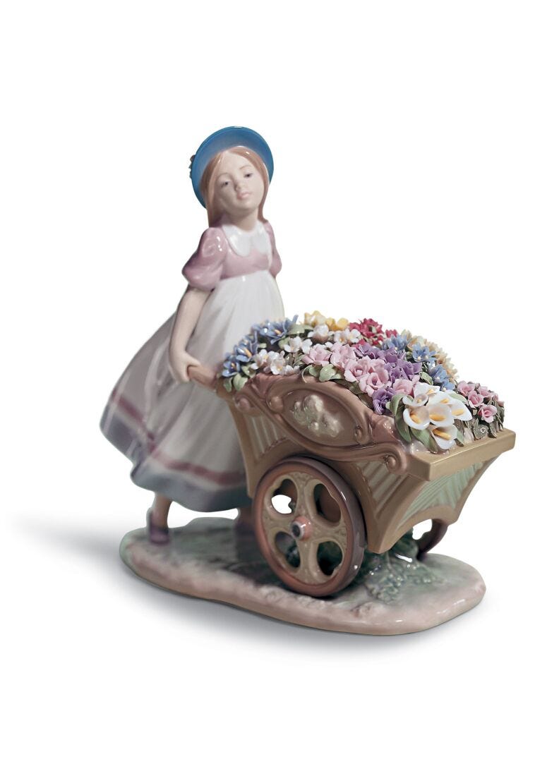 lladro Figura niña Con flores al mercado