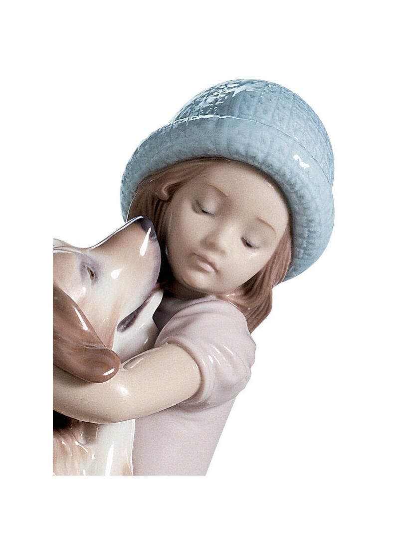 Lladro Figura Niña Con Perro Cariñosa Bienvenida
