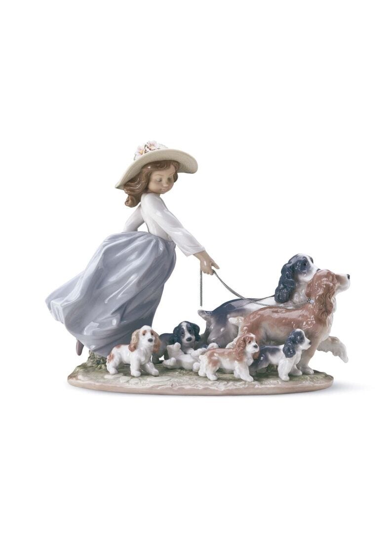 lladro Figura niña con perros La gran familia