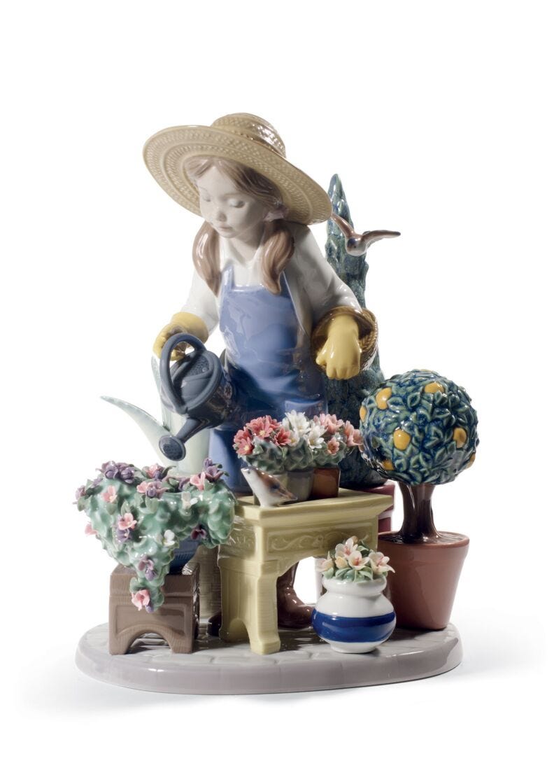 lladro Figura niña En el invernadero
