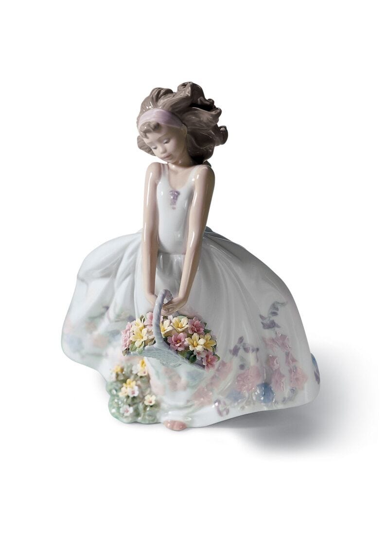 lladro Figura niña Flores silvestres