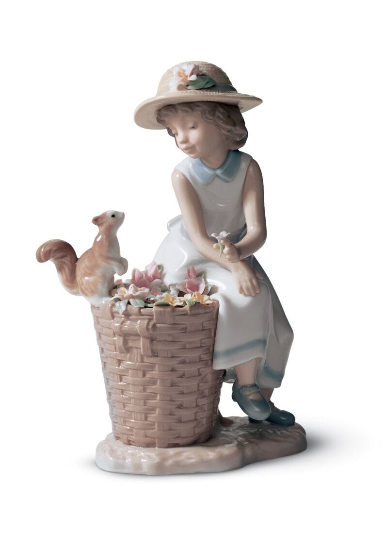lladro Figura niña ¡Hola pequeña ardilla