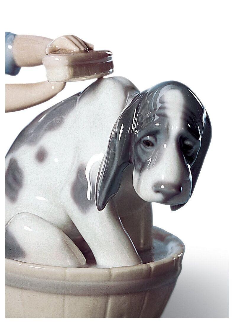 Lladro Figura Niña Lavando Al Perro