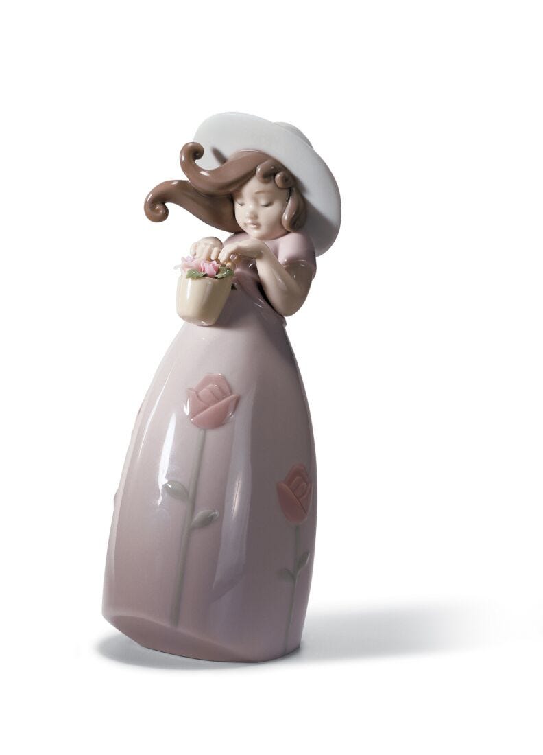 Lladro Figura Niña Pequeña Rosa