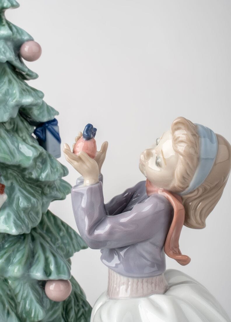 Lladro Figura Niños Arreglando El árbol De Navidad