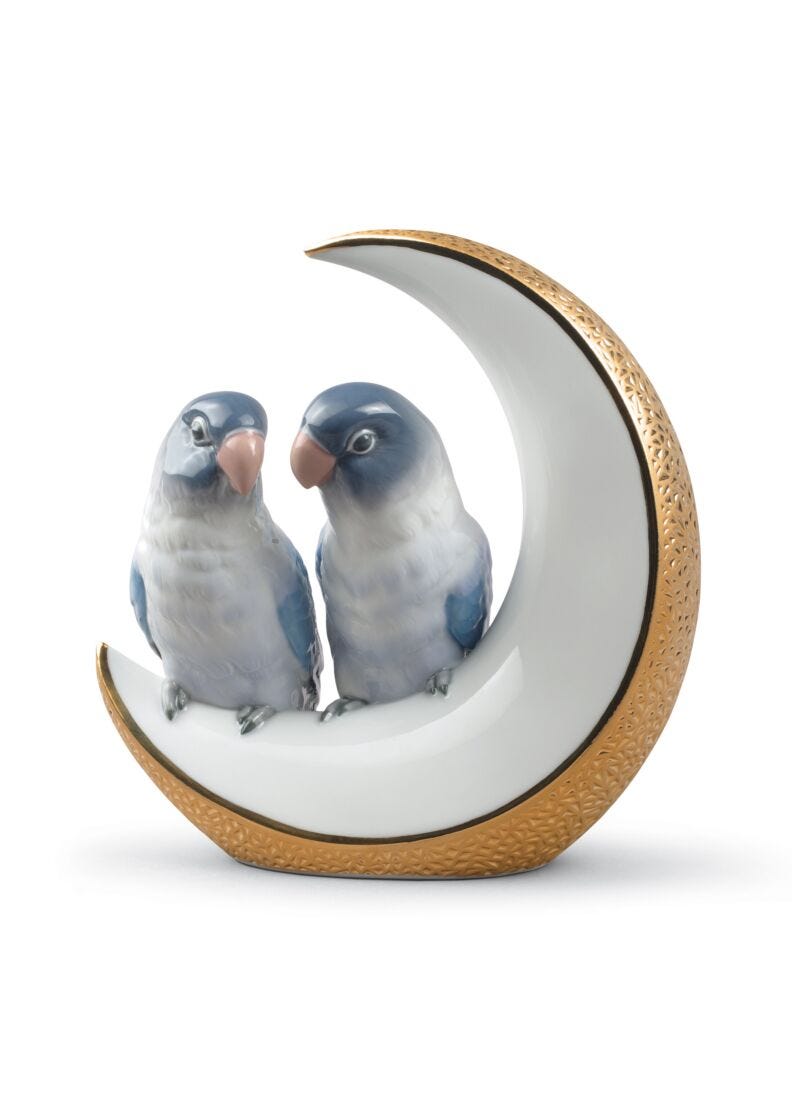 Lladro Figura Pájaros Llévame A La Luna. Lustre Oro