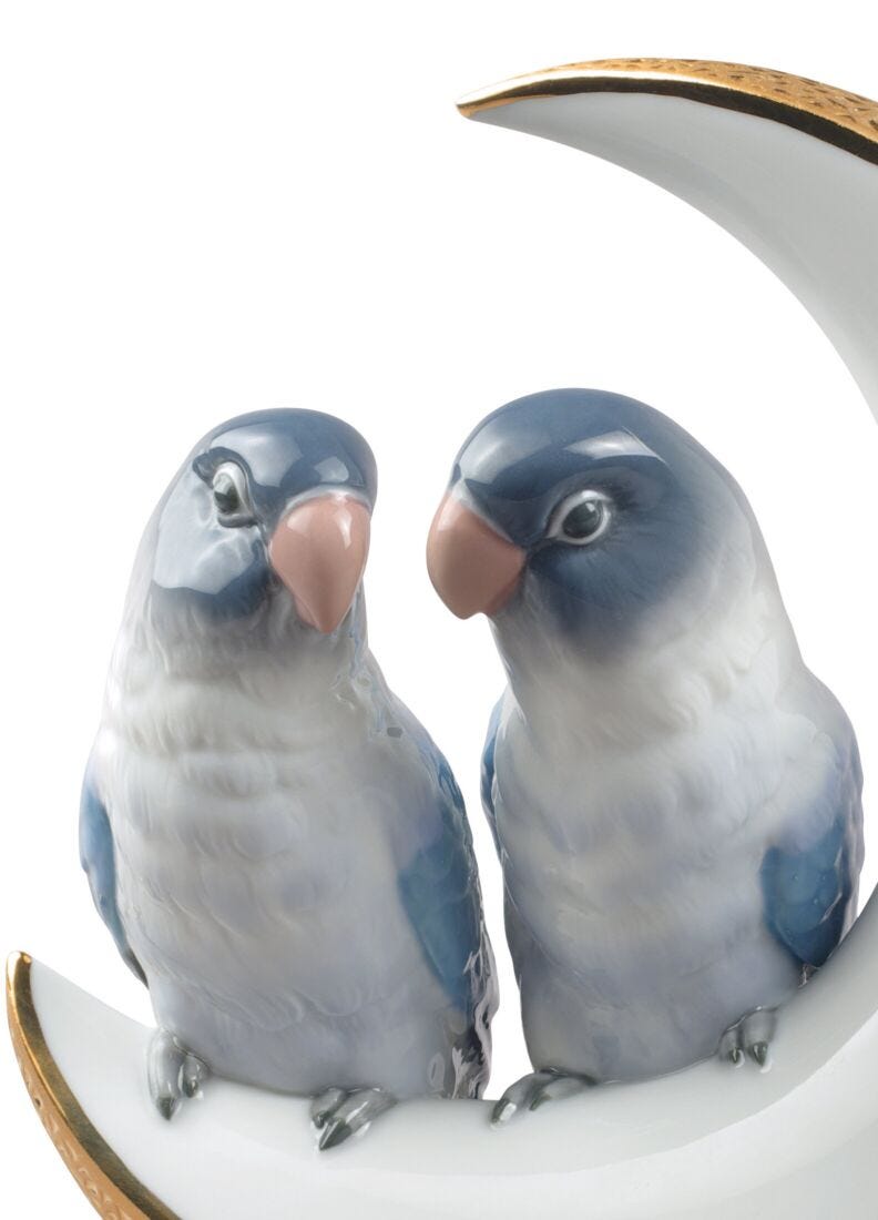 lladro Figura pájaros Llévame a la luna. Lustre oro