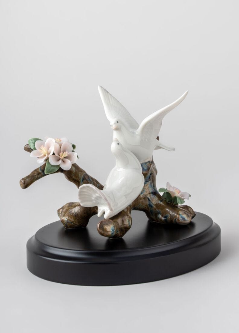 Lladro Figura Palomas En Cerezo