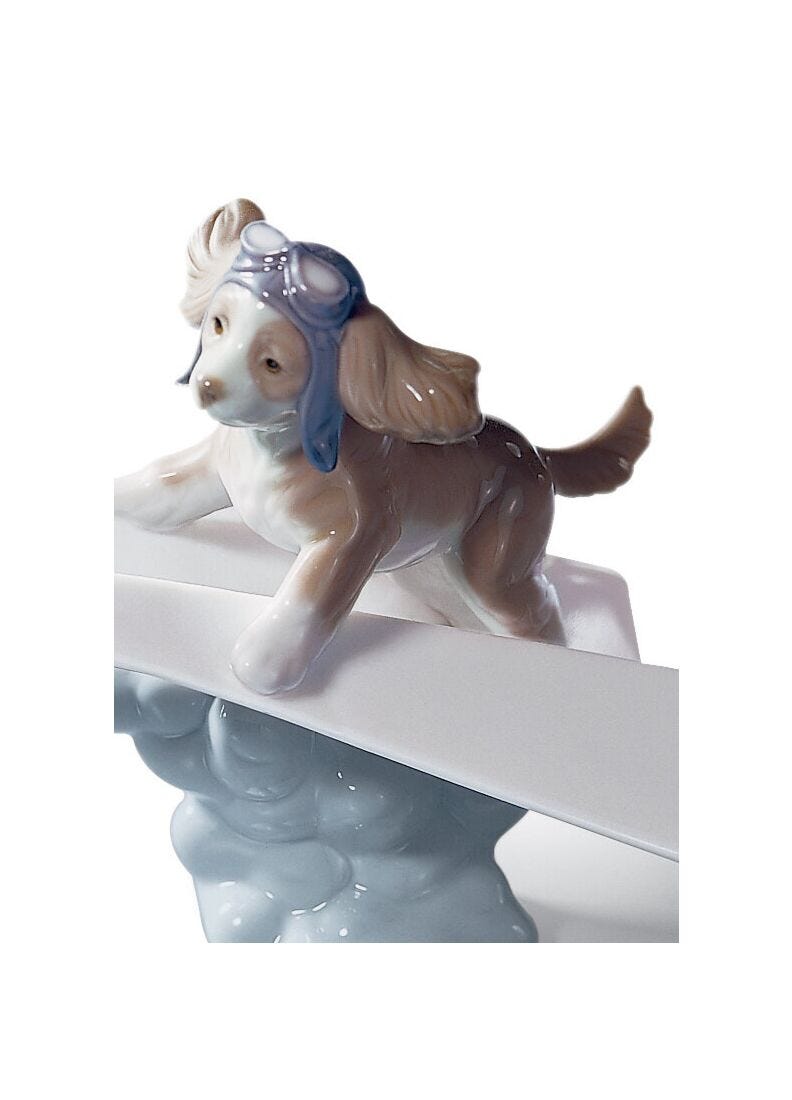 Lladro Figura Perro Avión De Papel