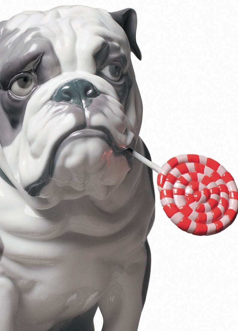 Lladro Figura Perro Bulldog Con Piruleta