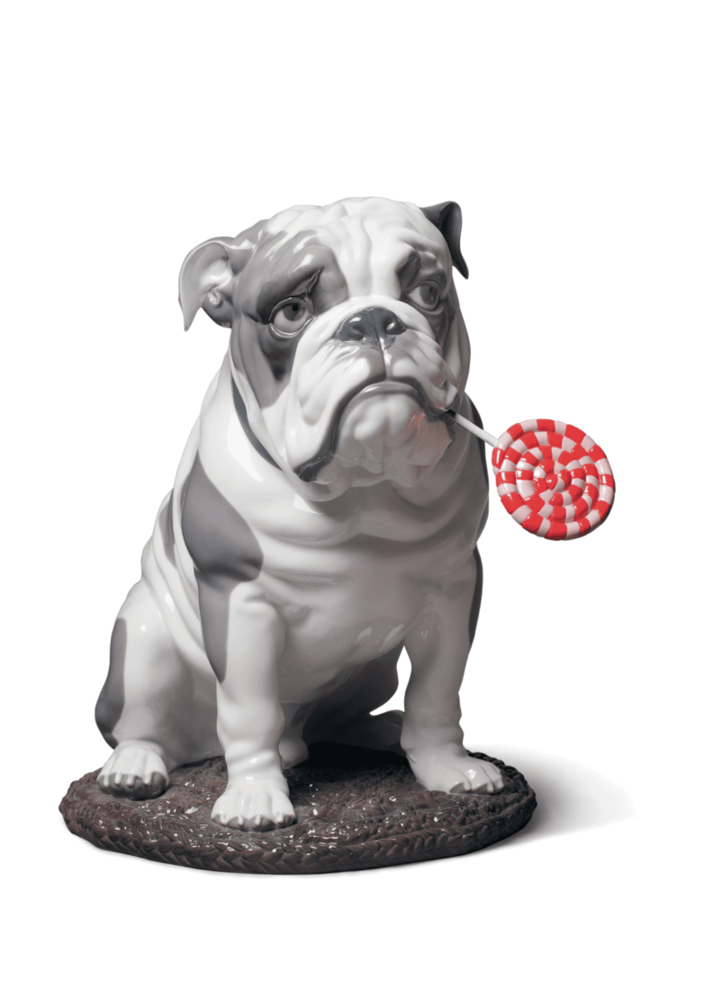 lladro Figura perro Bulldog con piruleta
