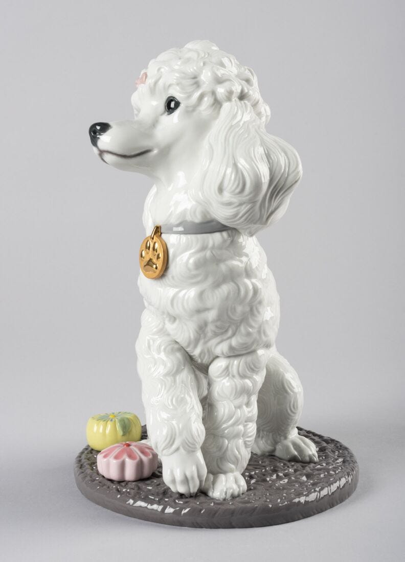 Lladro Figura Perro Caniche Con Mochis