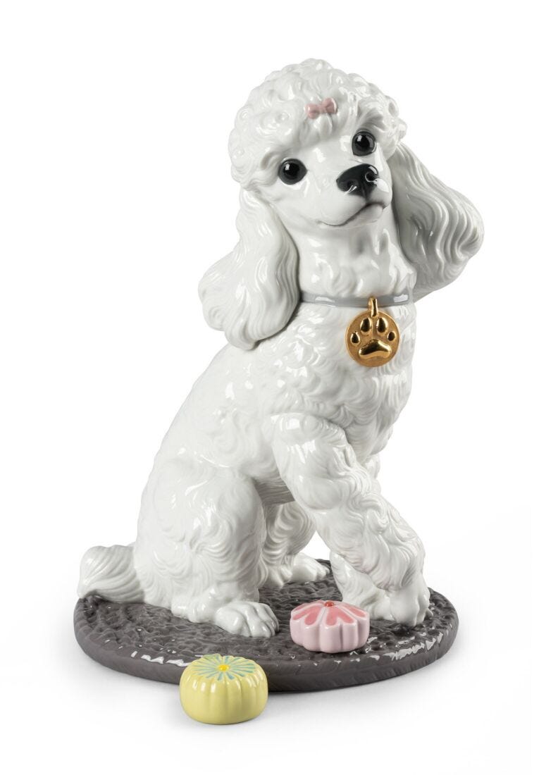 lladro Figura perro Caniche con mochis