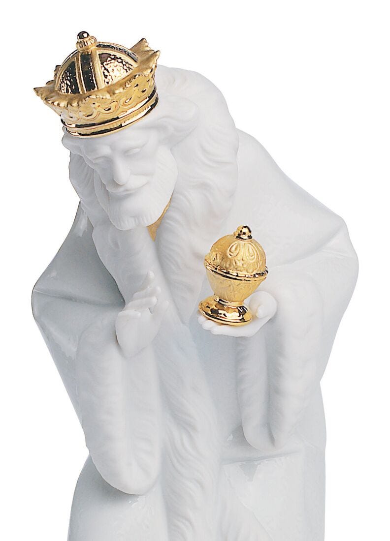 Lladro Figura Rey Melchor En Belén. Lustre Oro