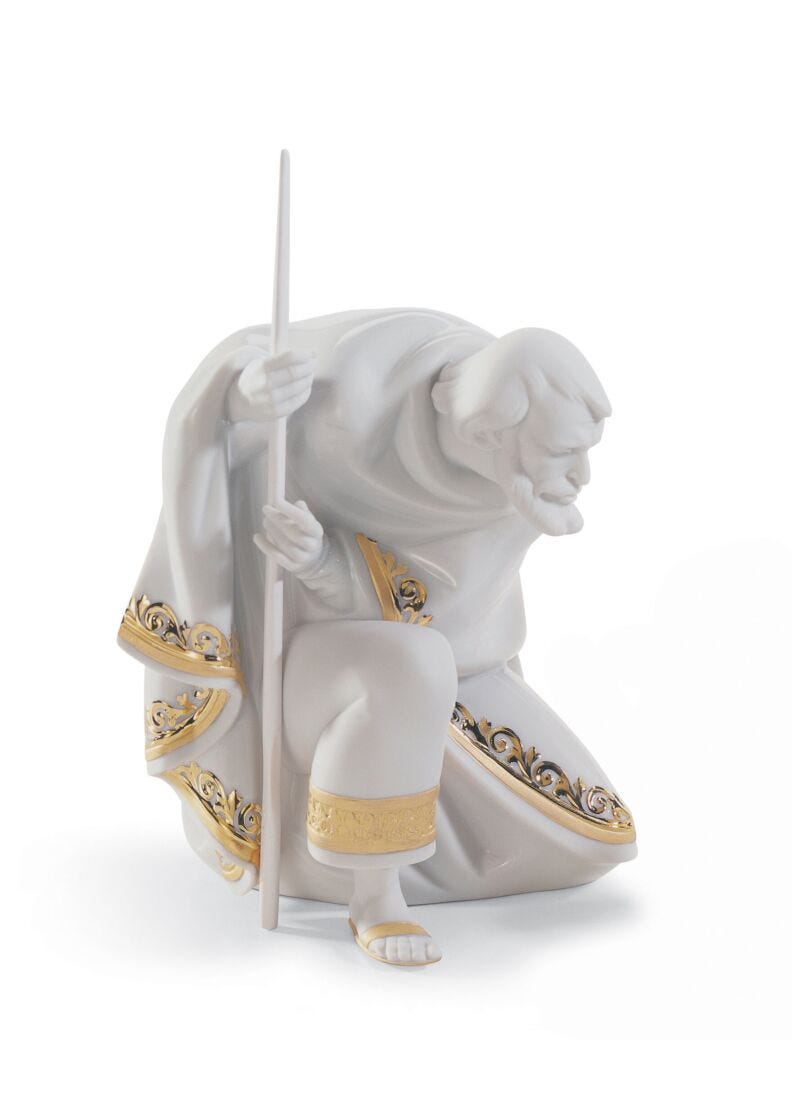 Lladro Figura San José En Belén. Lustre Oro