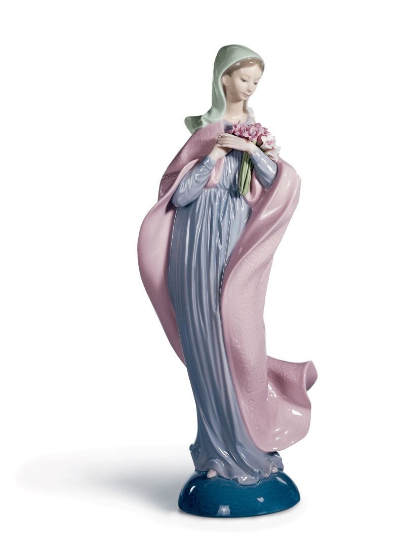 lladro Figura Virgen con ramo