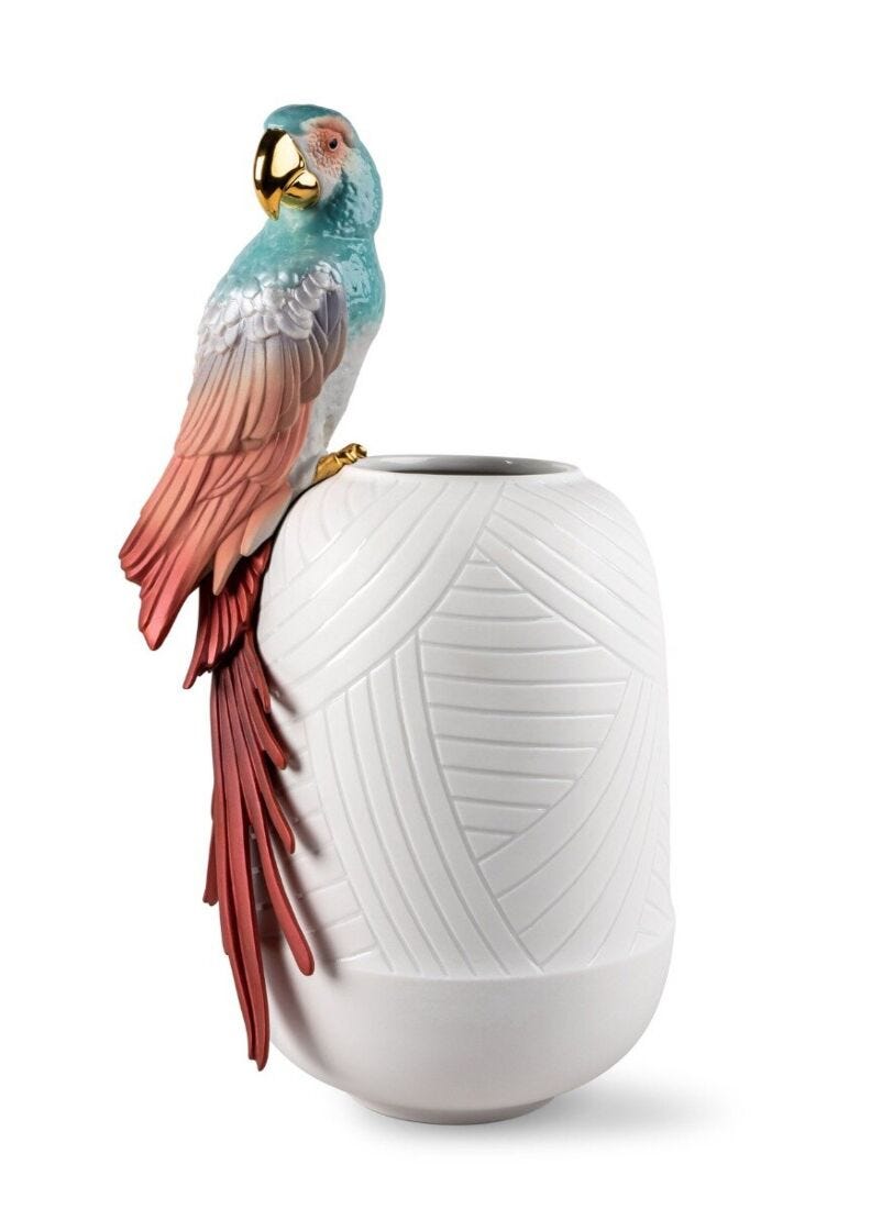 lladro Jarrón Guacamayo. Rojo