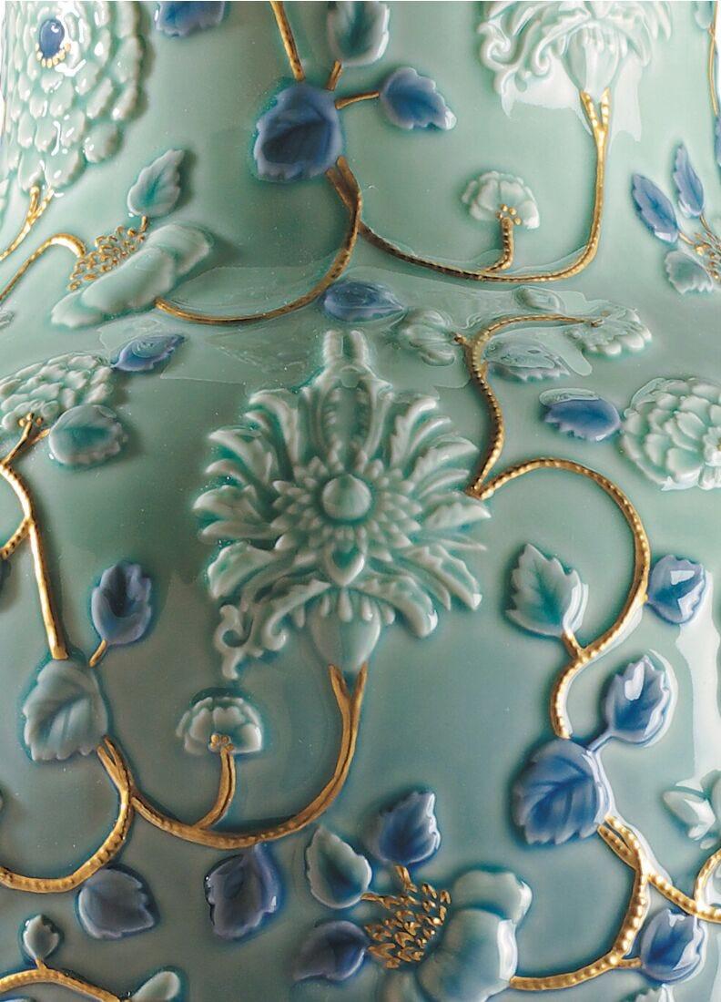 Lladro Jarrón Peonias. Lustre Oro