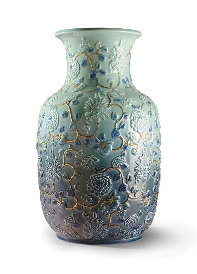 Lladro Jarrón Peonias. Lustre Oro