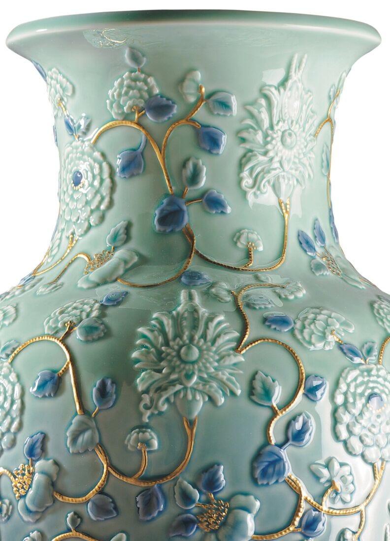 lladro Jarrón Peonias. Lustre oro