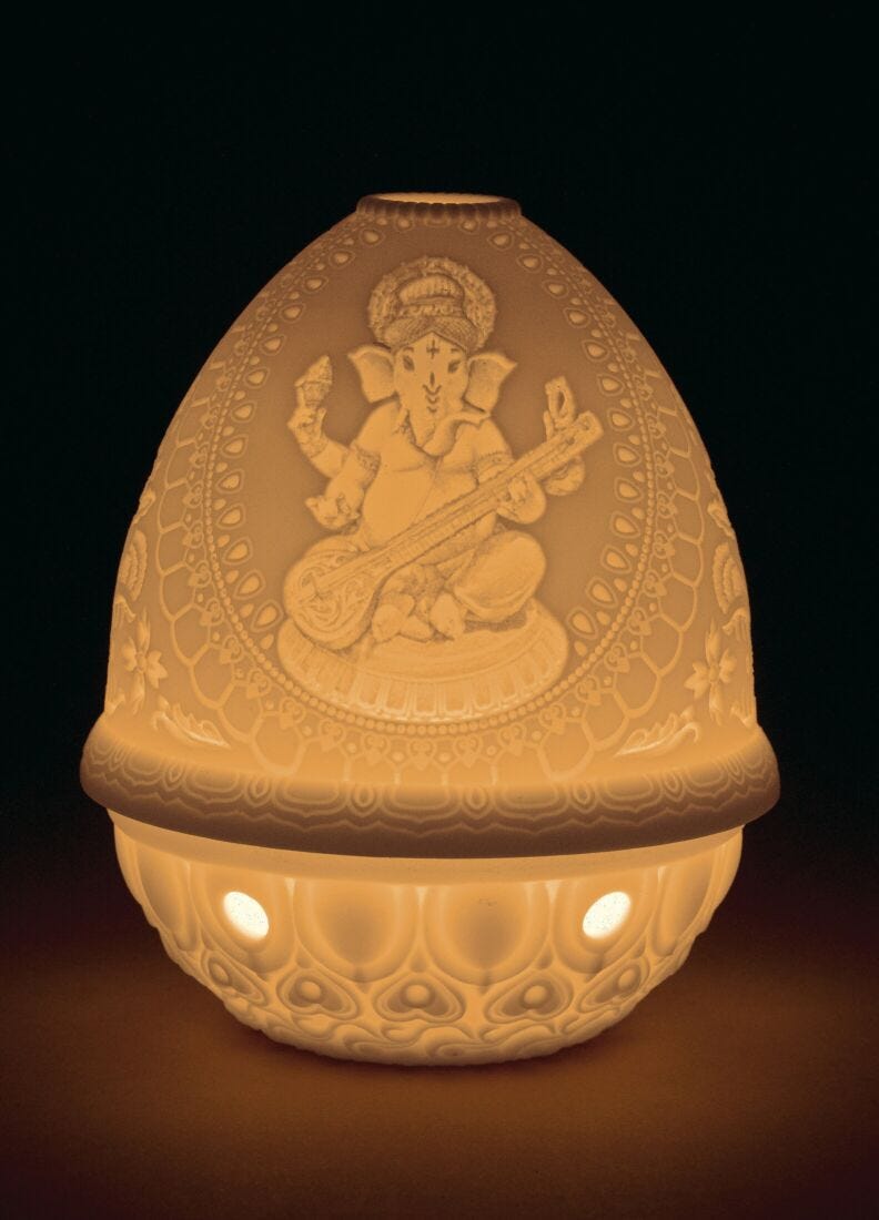 Lladro Litofanía Ganesha Con Veena