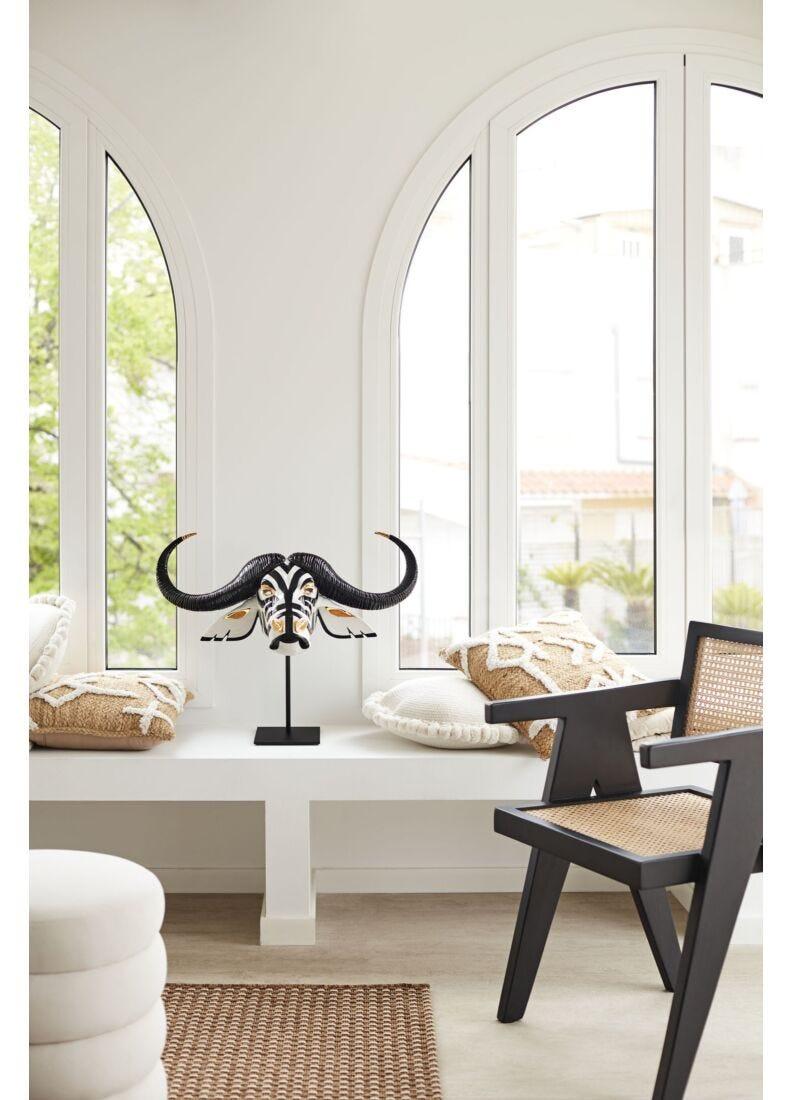 Lladro Máscara Búfalo. Negro Y Oro