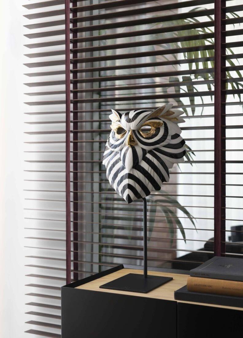 Lladro Máscara Búho. Negro Y Oro