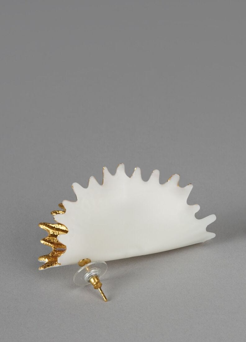 Lladro Pendiente Grande Actinia. Lustre Oro