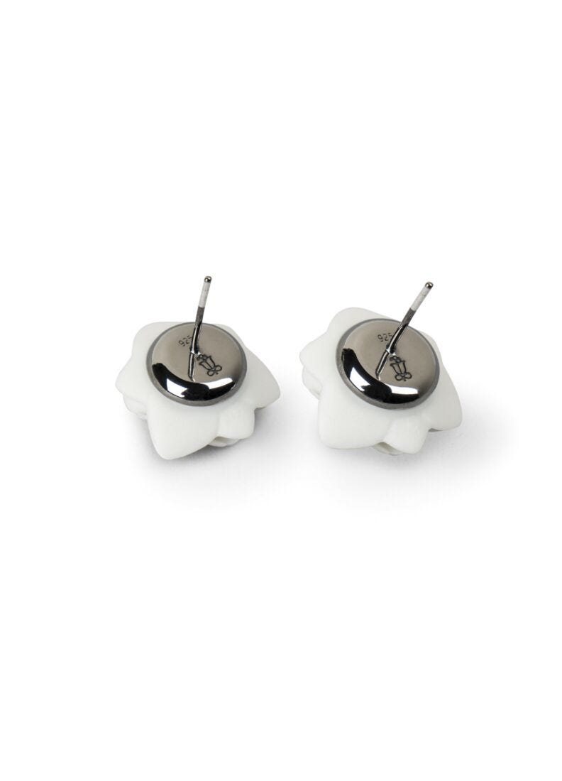 Lladro Pendientes Botón Orquídea