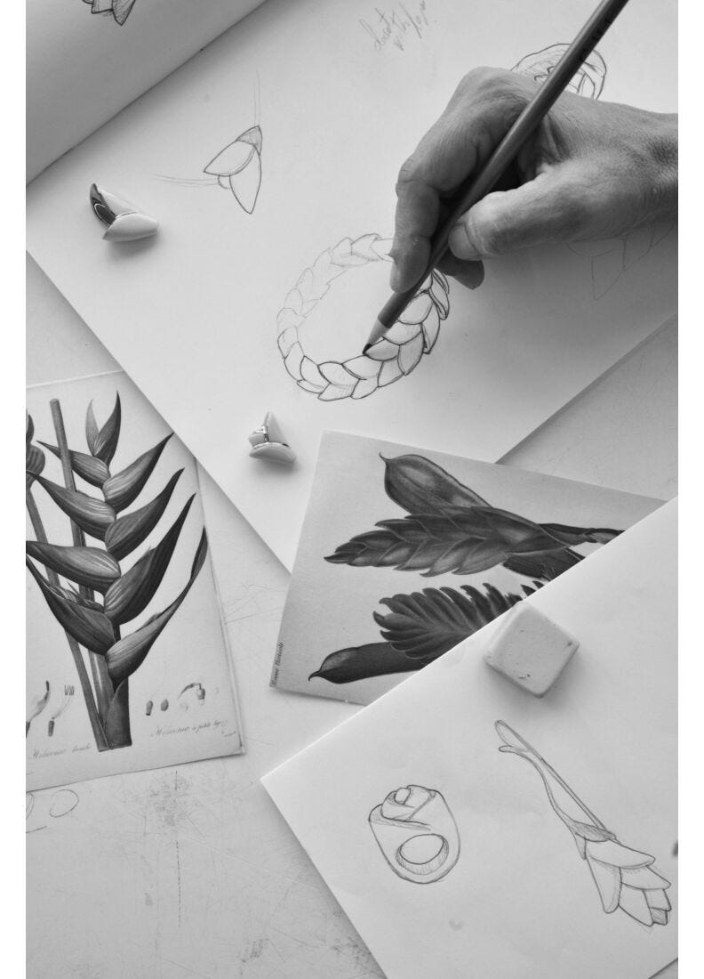 Lladro Pendientes Cortos Heliconia