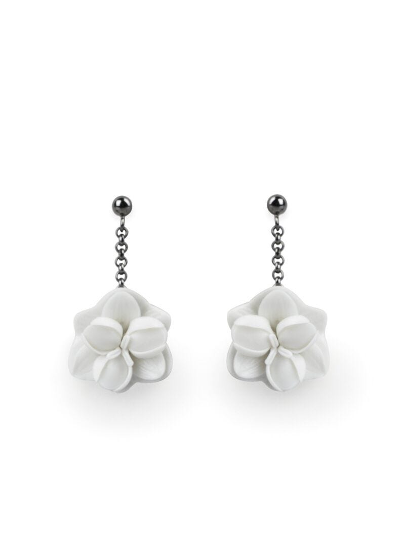 Lladro Pendientes Cortos Orquídea