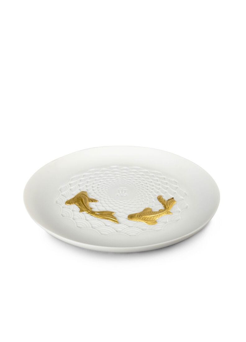 lladro Plato Koi. Lustre dorado