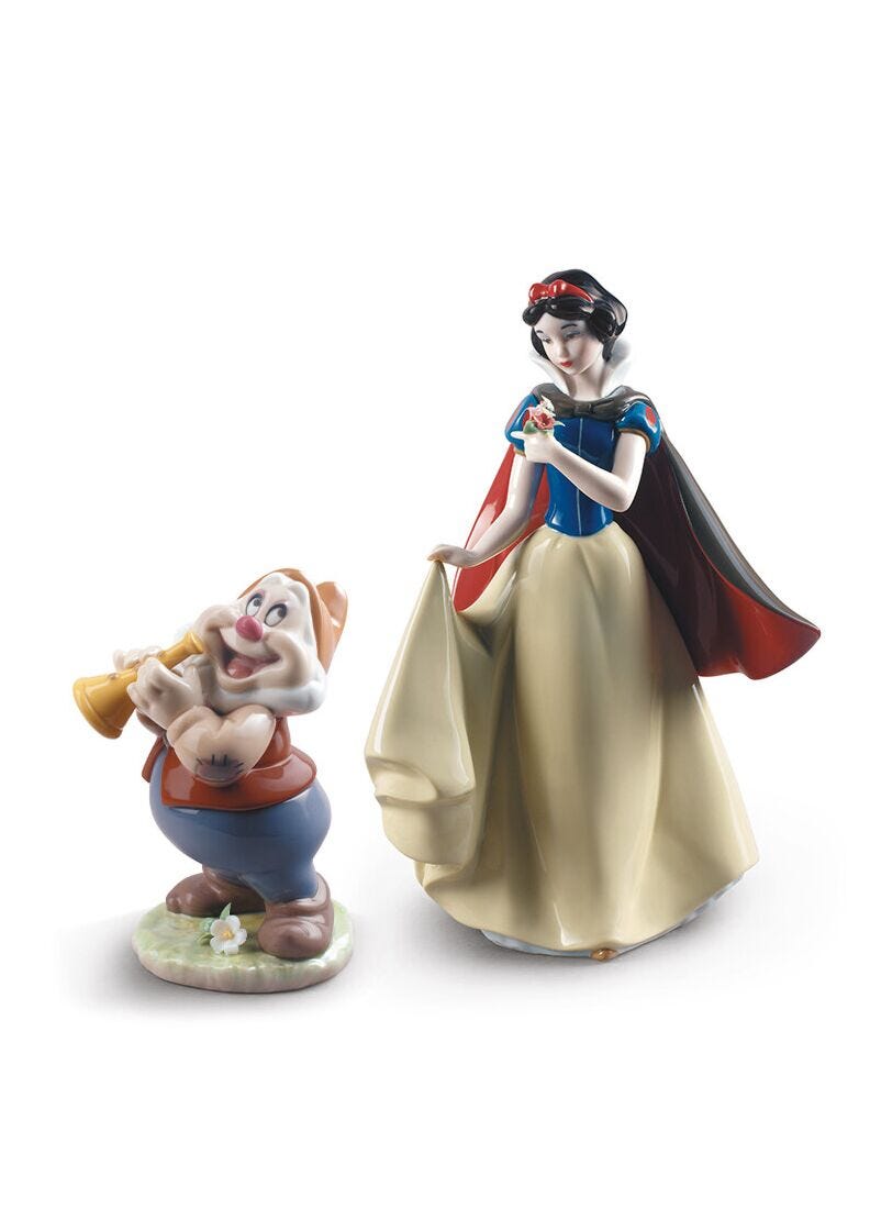 Lladro Set Blancanieves Y Enanito Feliz