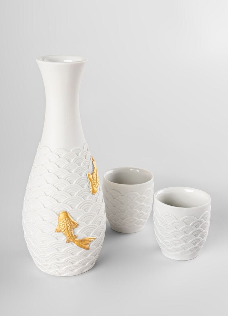 Lladro Set De Sake Koi