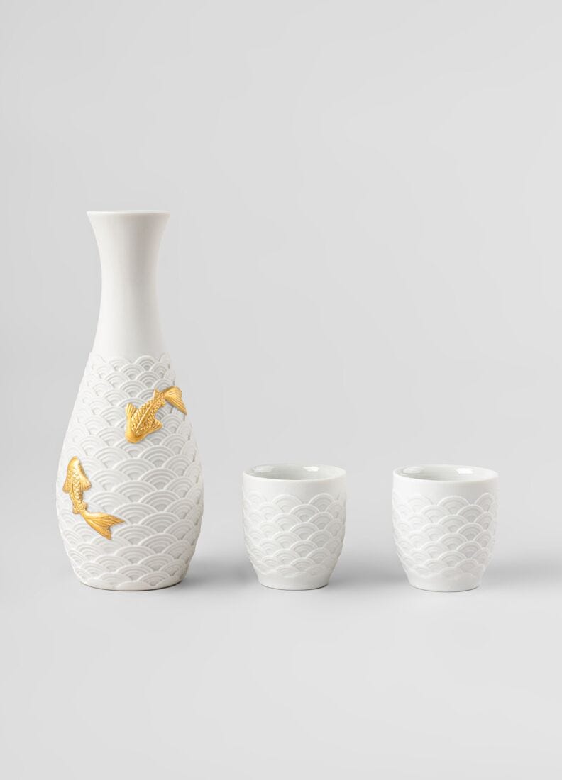 Lladro Set De Sake Koi