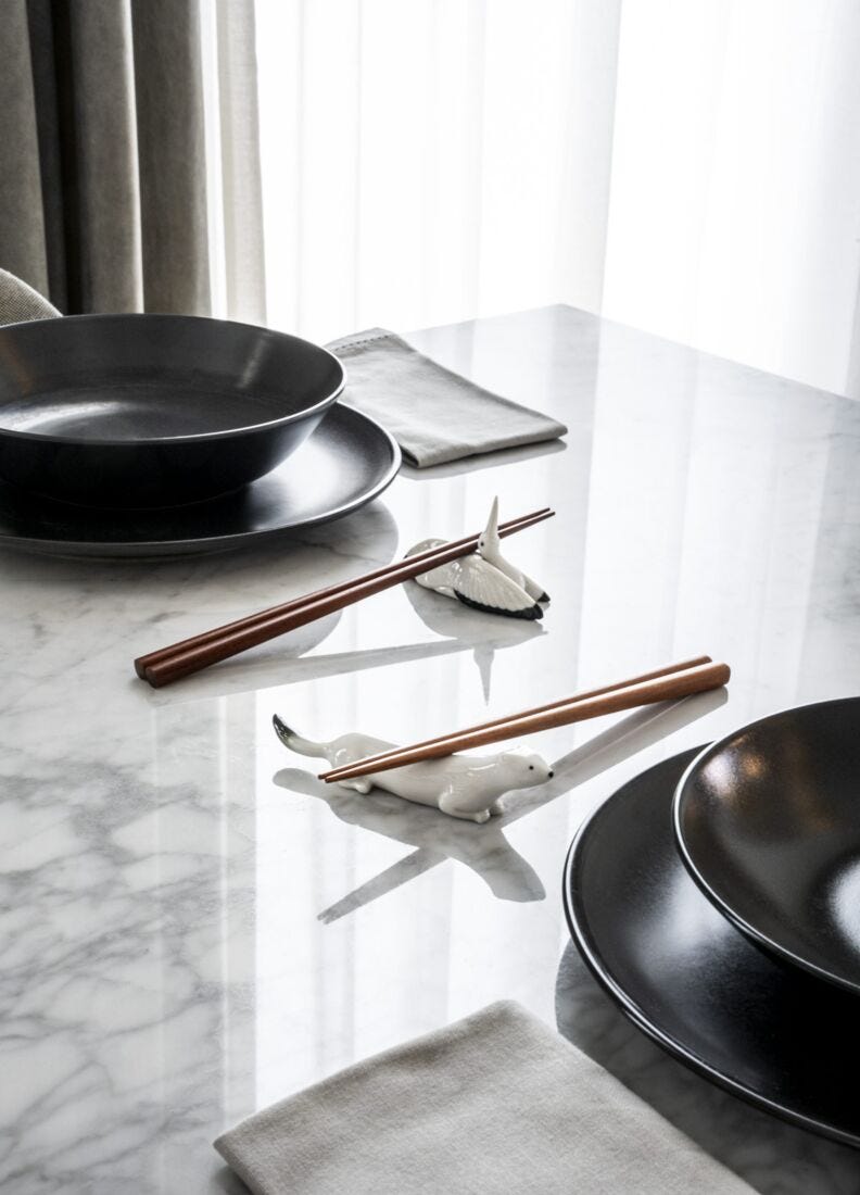 Lladro Set Posapalillos Armiño Y Grulla