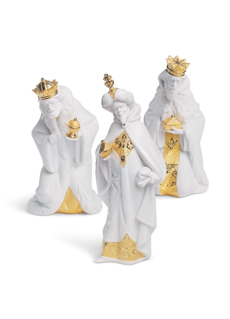 Lladro Set Reyes Magos. Lustre Oro
