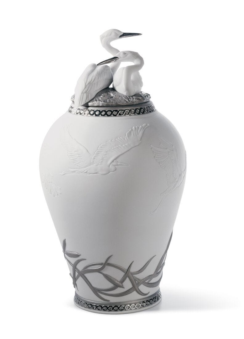 Lladro Tibor Garzas Reales. Lustre Plata