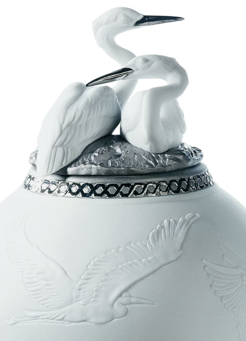 Lladro Tibor Garzas Reales. Lustre Plata