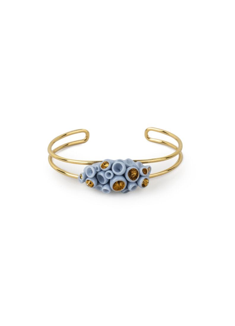 lladro Pulsera de metal coral reef. Azul y lustre oro