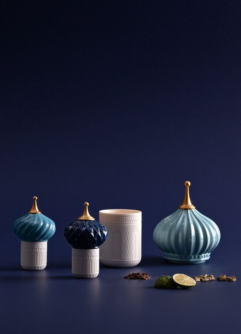 Lladro Vela Pináculo Turquesa 1001 Lights. Aroma Espíritu Indomable