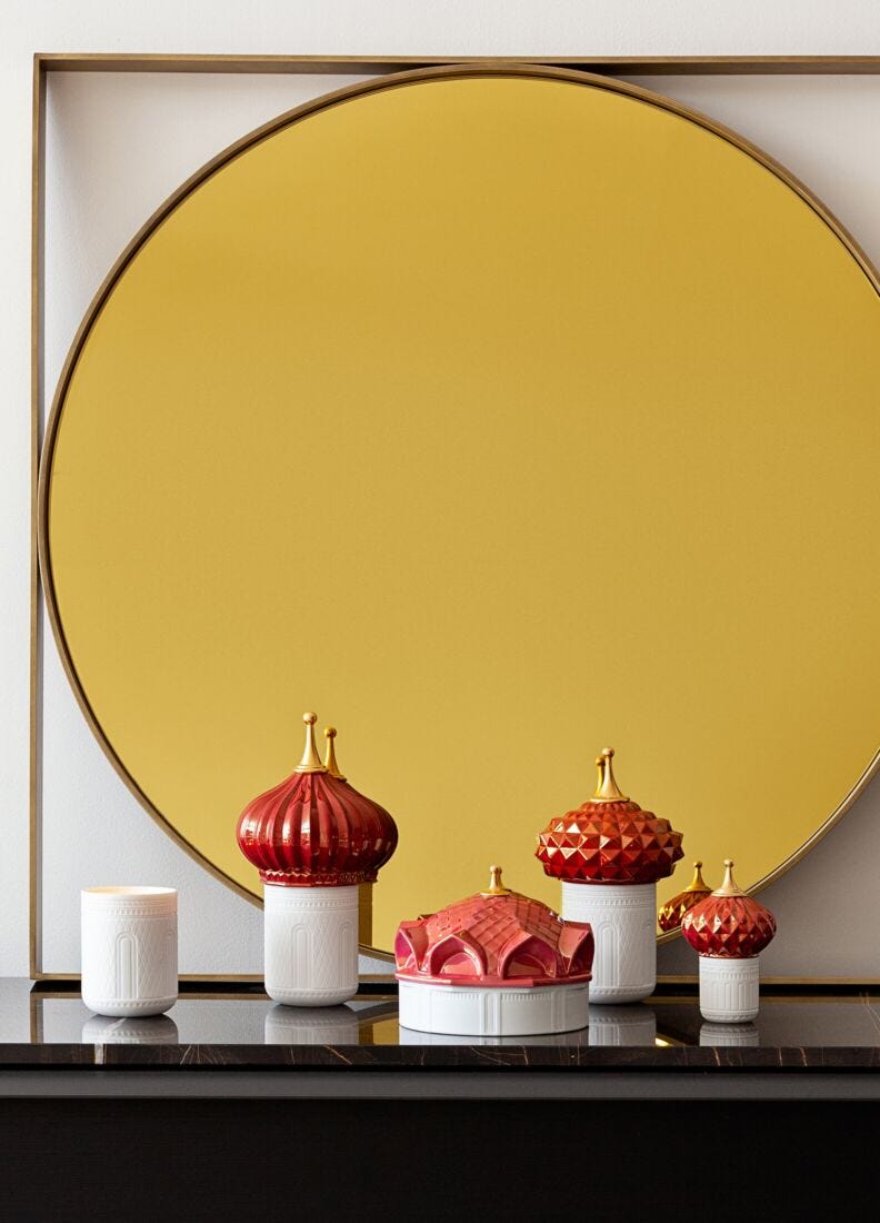 Lladro Vela Torre Sur 1001 Lights (rosa). Aroma Llega La Noche