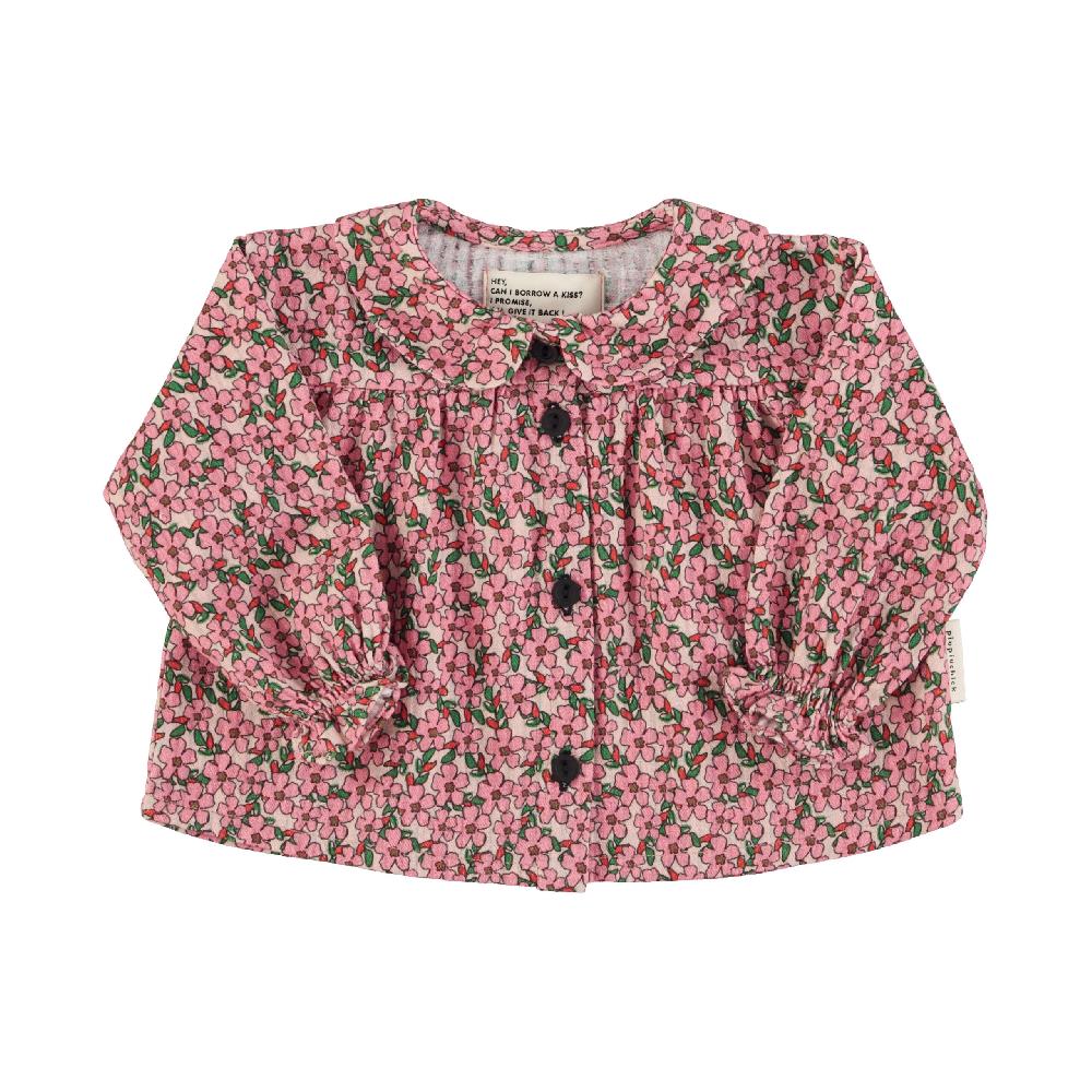 Lmdi Collection Blusa De Bebé Cuello Peter Pan Flores Rosas Piupiuchick