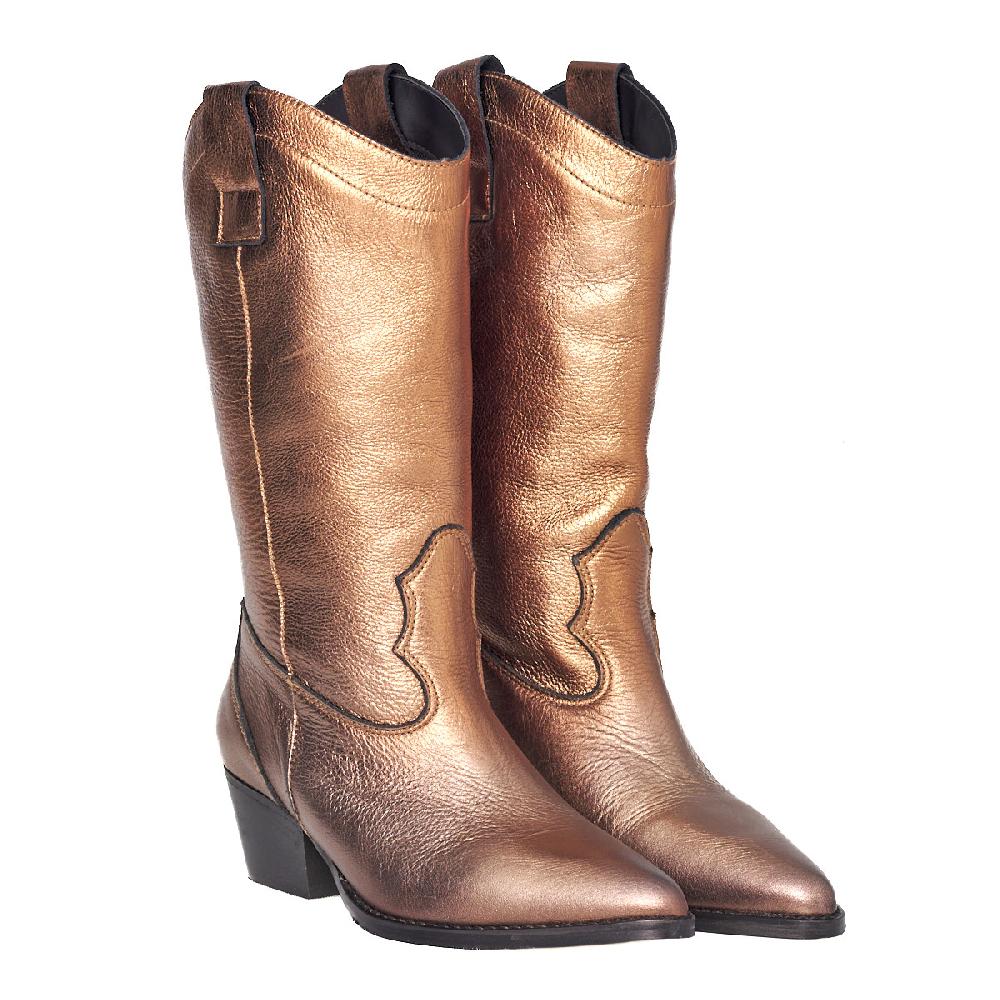 lmdi collection Bota Cowboy Bronce Metalizado