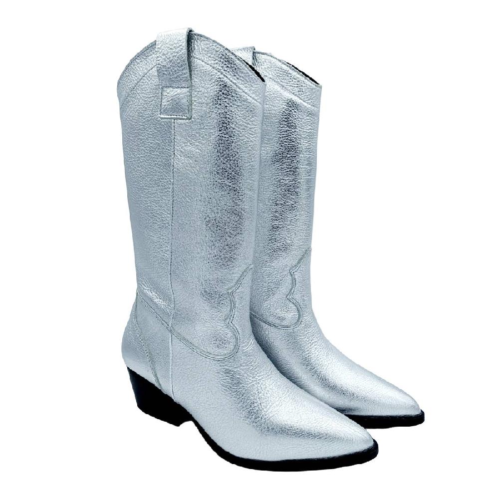 lmdi collection Bota Cowboy Plata Metalizado