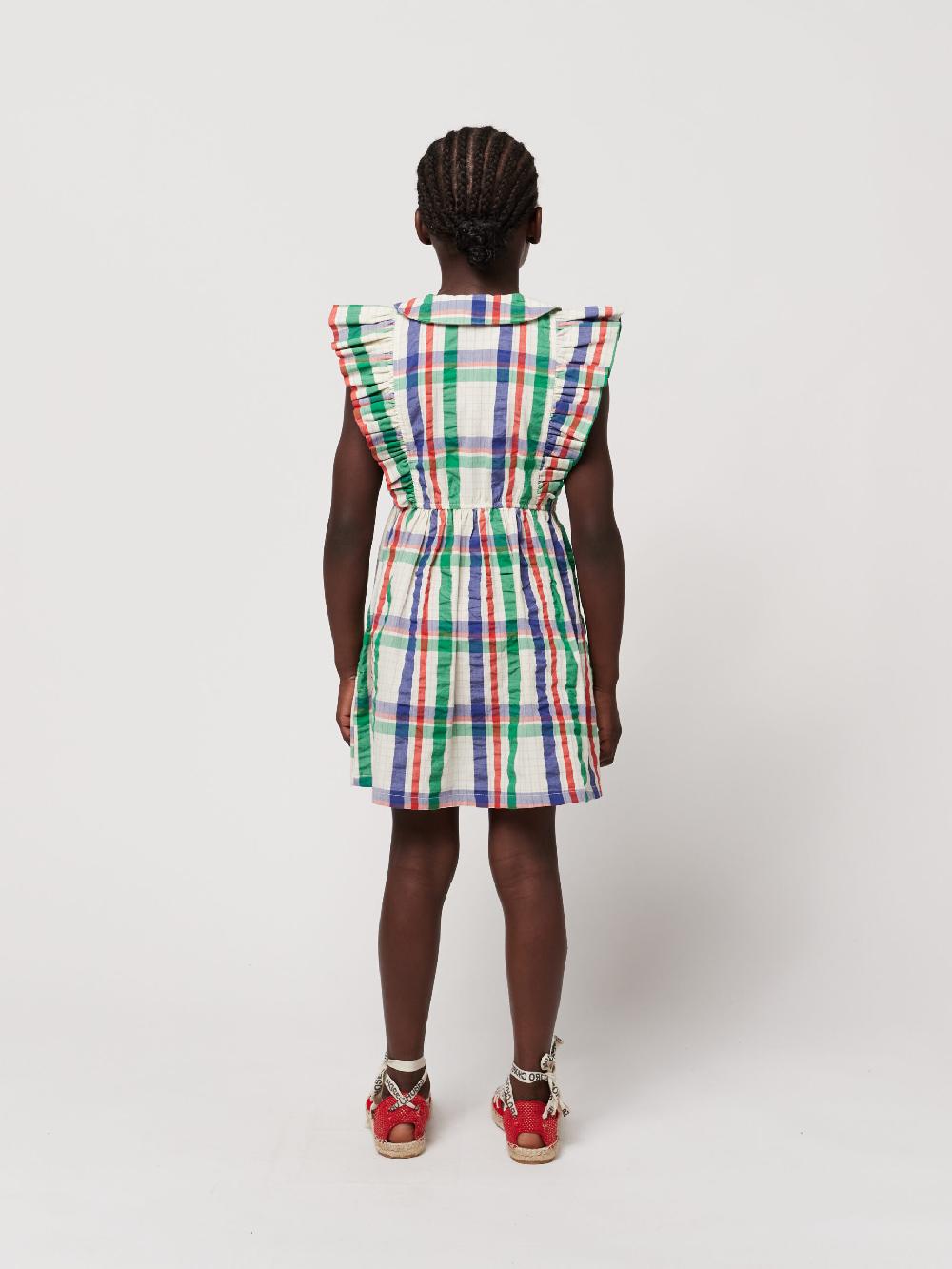 Lmdi Collection Madras Checks Ruffle Woven Dress