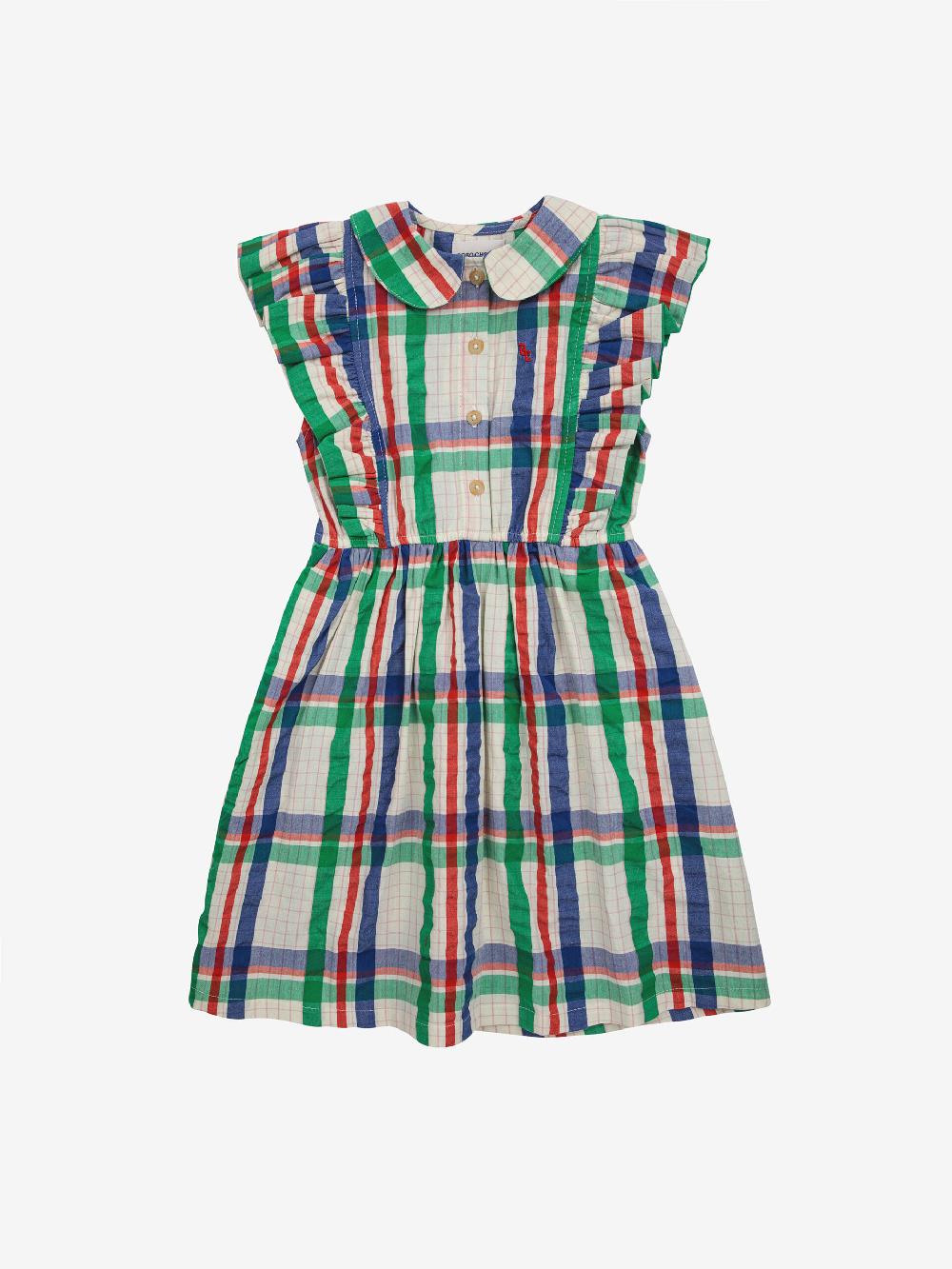 Lmdi Collection Madras Checks Ruffle Woven Dress