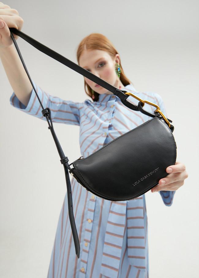 Lola Casademunt Bolso Bandolera Con Arandelas Y Cinta Logotipada