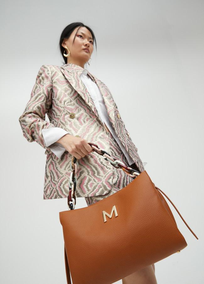 Lola Casademunt Bolso Grande Efecto Piel Con Asa Multicolor